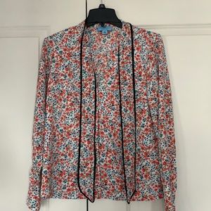 Cave Neck tie Floral blouse XS